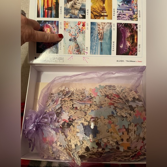 1000 piece puzzle w fold out picture of the puzzle inside. New a pretty bag. - Picture 3 of 4